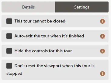 Settings for this tour
