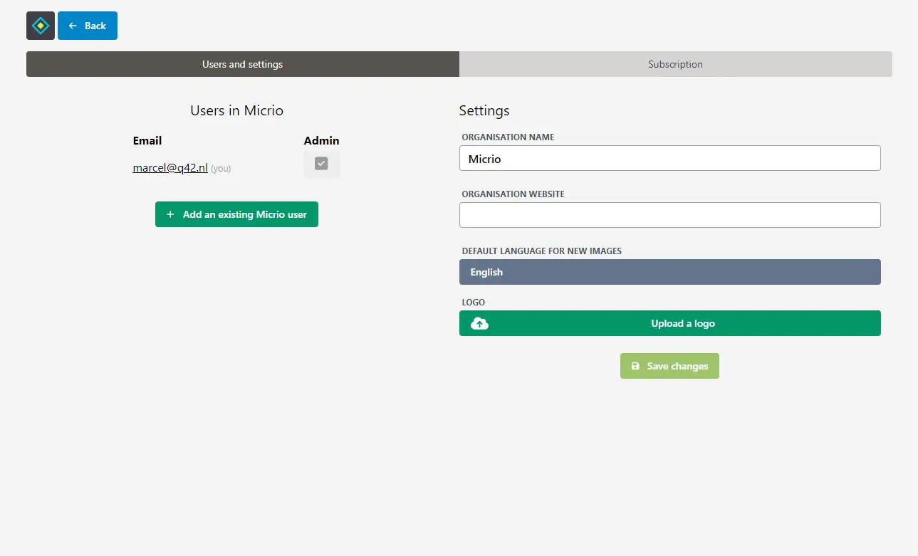 users & settings