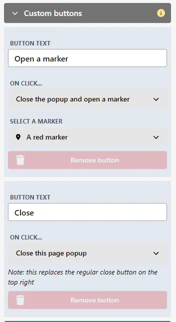 Custom page buttons